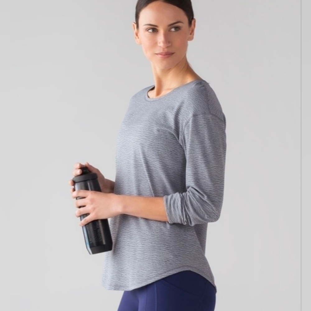 Lululemon Lost In Pace Long Sleeve - Sheer Luon Pebble Jacquard Grey Size 8